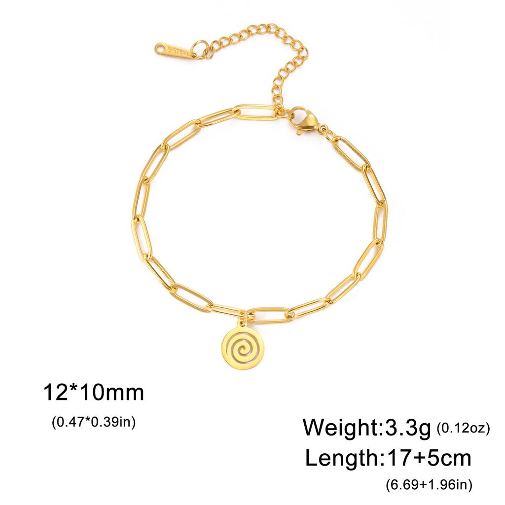 Cazador Spiral Swirl Charm Bracelet Stainless Steel Jewelry Paper Clip Chain Bracelets for Women Gift 2025 Trend Wholesale New