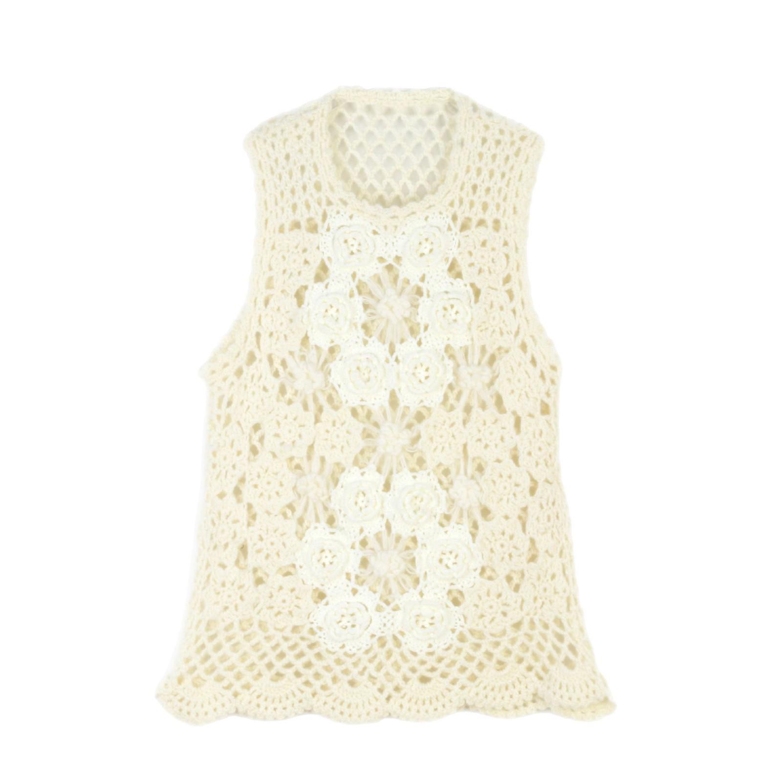 

Женский 3D вязаный жилет без рукавов крючком - Легкий топ на весну/лето Medium