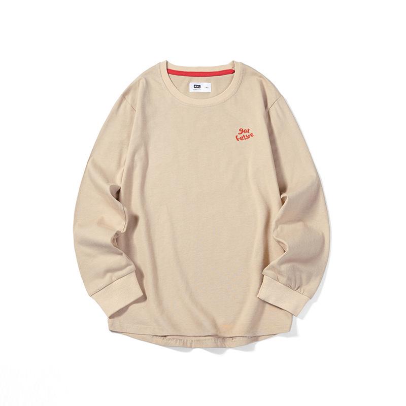 Korean Style Spring & Autumn Long-Sleeve Solid Color Tops for Boys