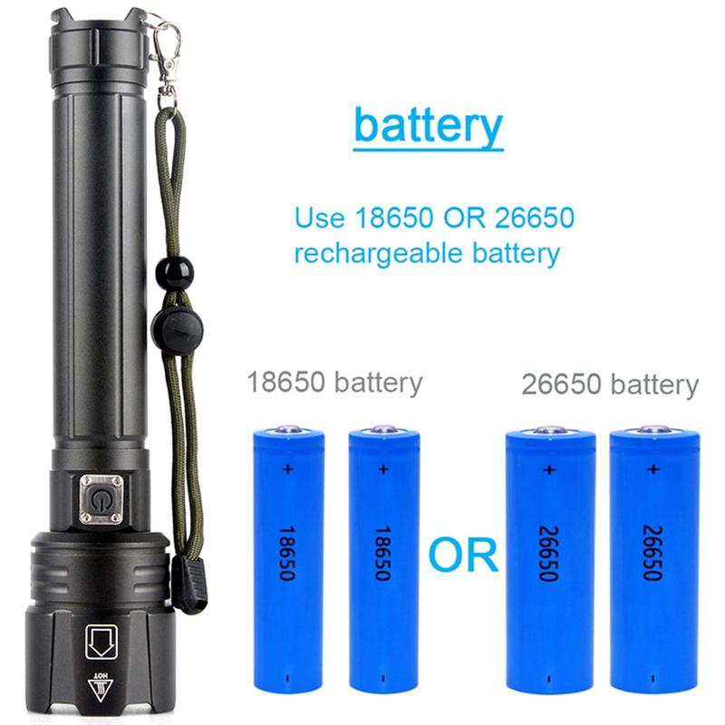 Super Bright XHP90 LED Flashlight 4 Core USB Torch Lantern Zoom 26650 USB Rechargeable Hand Light for Walking Camping,Fishing