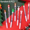 8/ 16 PCS Christmas Colorful Oil Flowing Sand Pen 0.5mm Black Multiple Styles Smooth Neutral Pen for Kid Good Quality Stationery Back To School