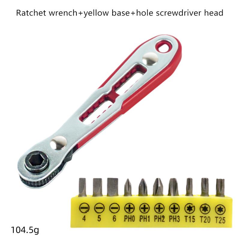 Bidirectional Ratchet Wrench Set with 10 Replaceable Screwdriver Bits High Hardness Durable Tool Kit for Professional Handymen