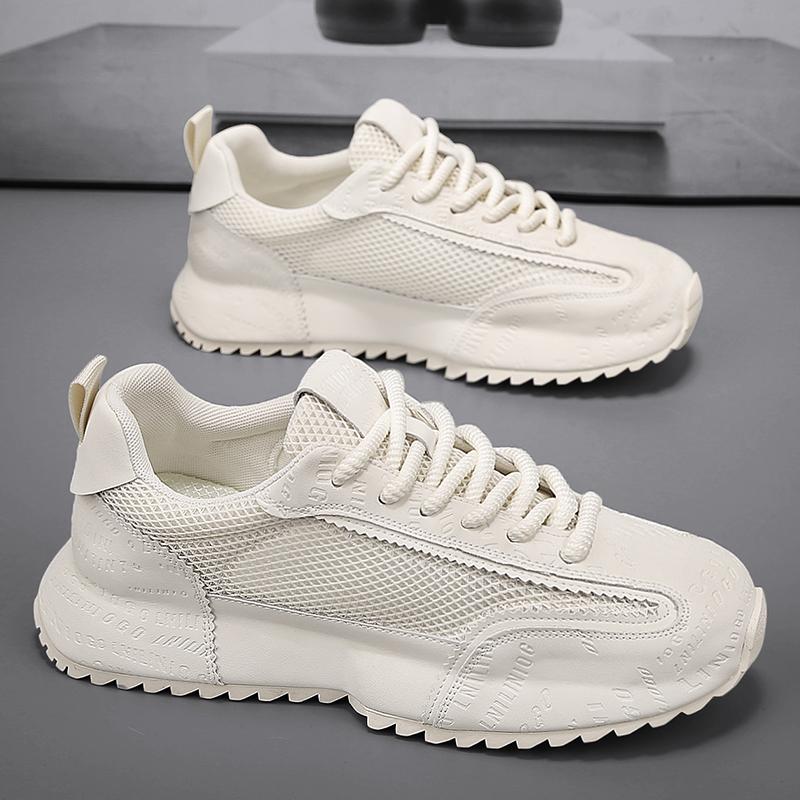 Chunky Sneaker Men Designer Increased Internal Platform Board Shoes Fashion Casual Microfiber Leather Mesh Breathable Sport Shoe