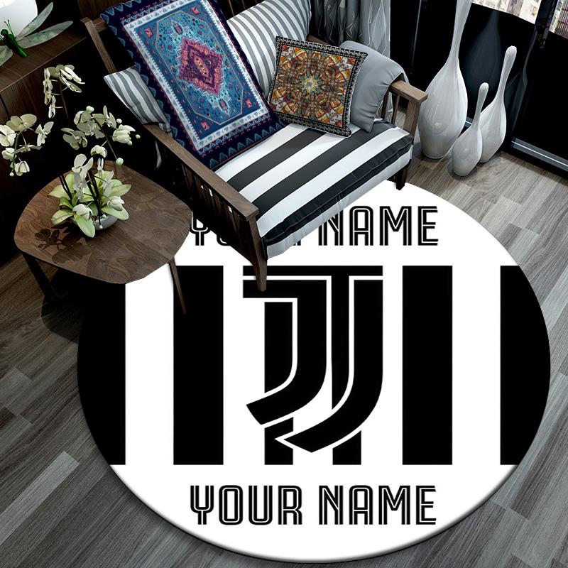 Custom Name Juventus2 Round Area Rug,Carpet Rug for Living Room Bedroom Sofa Playroom Decor,Non-slip Floor Mat