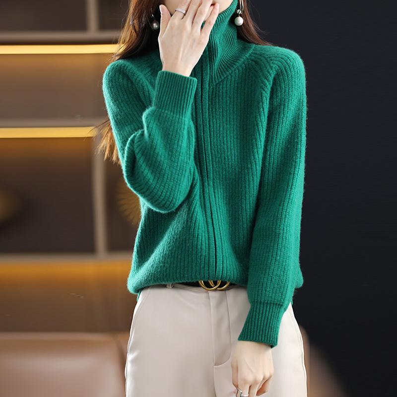 Cardigan damă din cașmir Qinghe cașmir 30% cașmir 70% lână toamnă și iarnă cardigan îngroșat din cașmir moale și cald