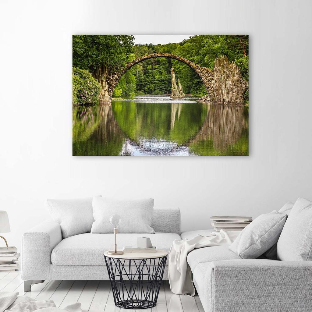 Stampa su tela, Il ponte ad arco sul lago