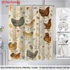 1pc Countryside Style Hen Print Waterproof Shower Curtain Bathroom Partition Privacy Multiple Sizes 12 Hooks Easy To Install