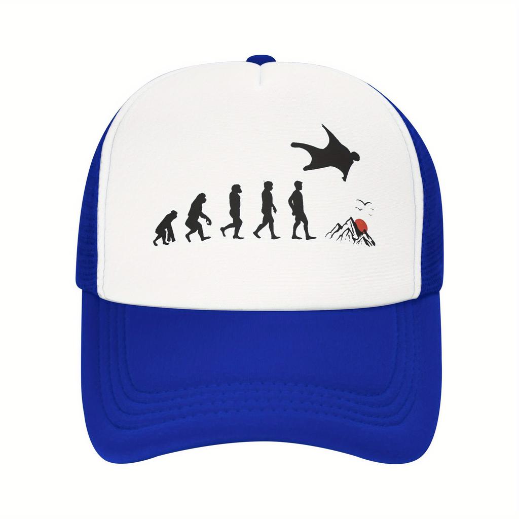 Wingsuit Flying Evolution Trucker Hat Polyester Mesh Adjustable Baseball Cap for Men Women Casual