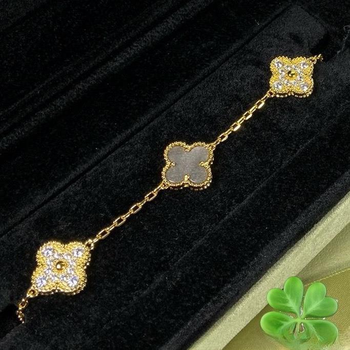 Nouă Versiune Brățară Trifoi cu Patru Foi Cinci Flori Agat Roșu Natural Sidef Alb Brățară Dama Brățară Laser