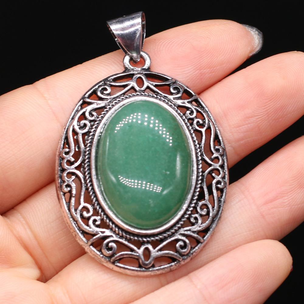 Natuurlijke stenen hanger Ei-vormige halfedelstenen kanten hanger voor het maken van sieraden DIY ketting armband accessoire