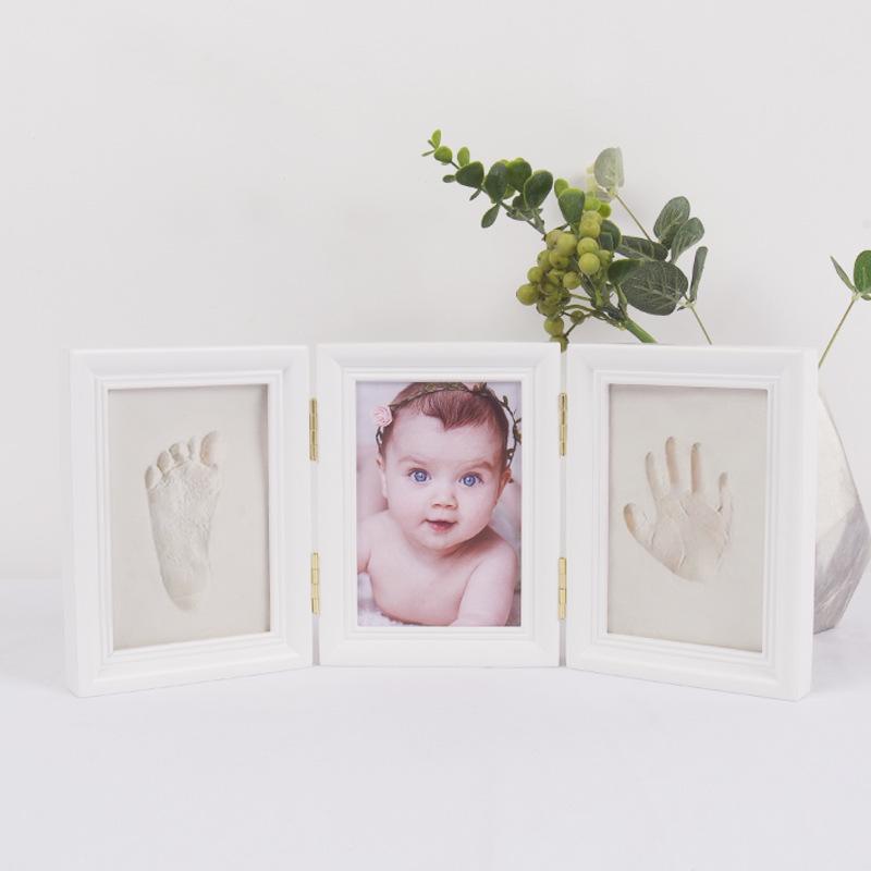 European Creative Baby Hand & Footprint Ink Pad Wooden Photo Frame Ornament