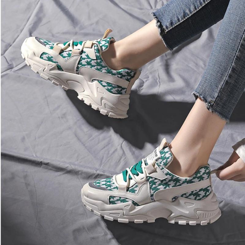 Fashion Women Casual Shoes 2024 Spring New Lace Up Wedge Platform Shoes Ladies Fashion Casual Breathable Sport Shoes Zapatillas  Deporte