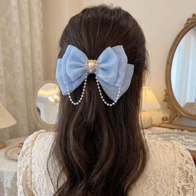 Heart Tulle Bow Hair Clips Floral Organza Princess Barrettes Duckbill Clips  Everyday Wear