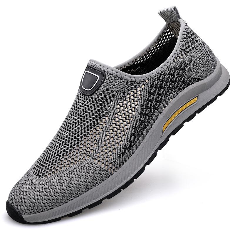 

Обувь Новые кроссовки из летучего трикотажа, повседневные, дышащие и удобные, обувь для папы, повседневная обувь для дедушки, мягкая обувь для ходьбы, мужская обувь 46 серый