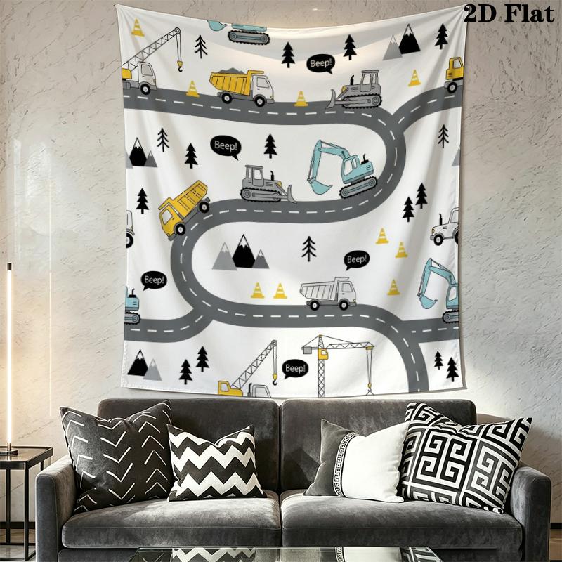 Cute Vehicle Wall Tapestry Aesthetic Wall Hanging Printed Fabric Blanket Decorative Tapestries for Bedroom Living Room Home Decor