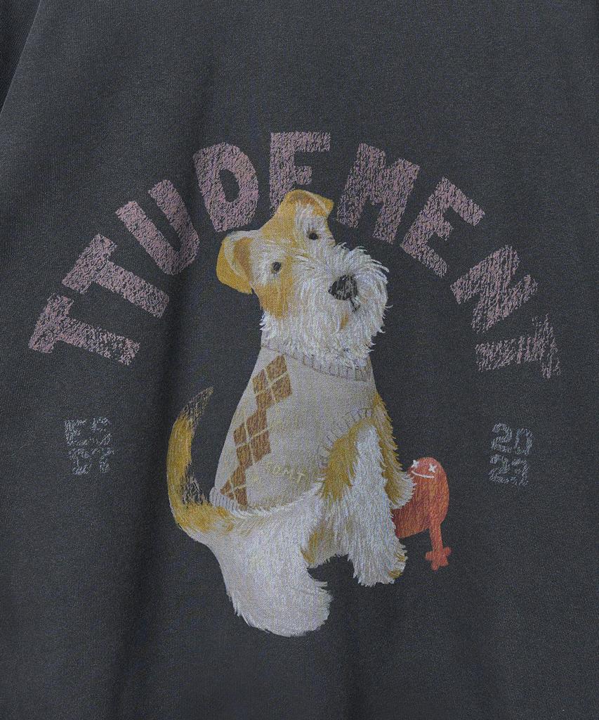 TTUDEMENT English Dog Graphic Sweatshirt_Charcoal