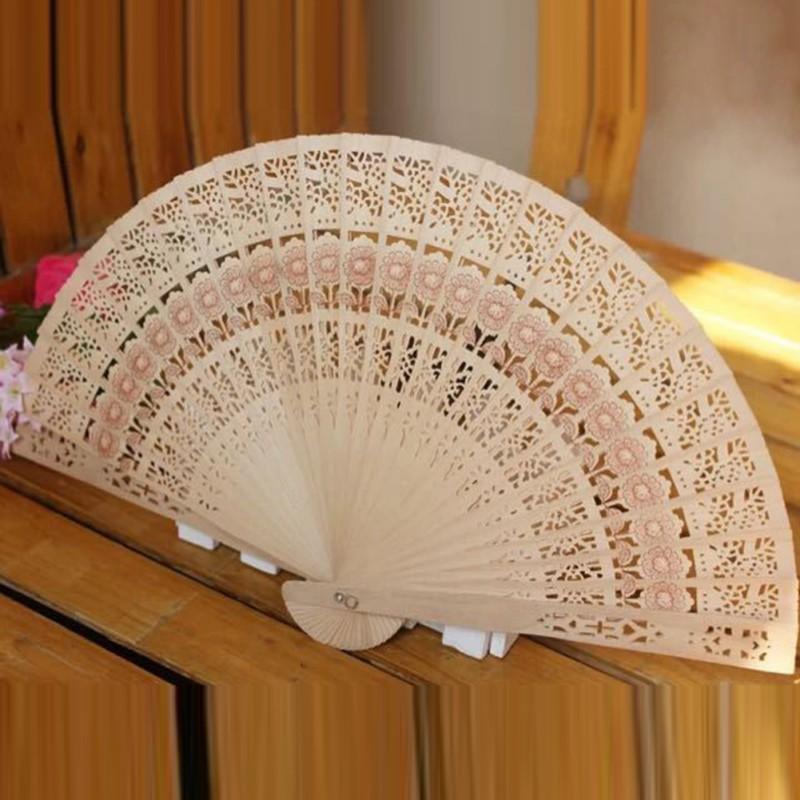 1PC Wooden Folding Fan Carved Wood Hand Held Fans for Chinese Style Classical Dance Performances Banquet Gift Souvenir