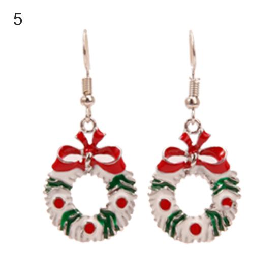 1 Pair Christmas Earrings Santa Claus Wreath Accessory Deer Socks Dangle Earrings for Christmas