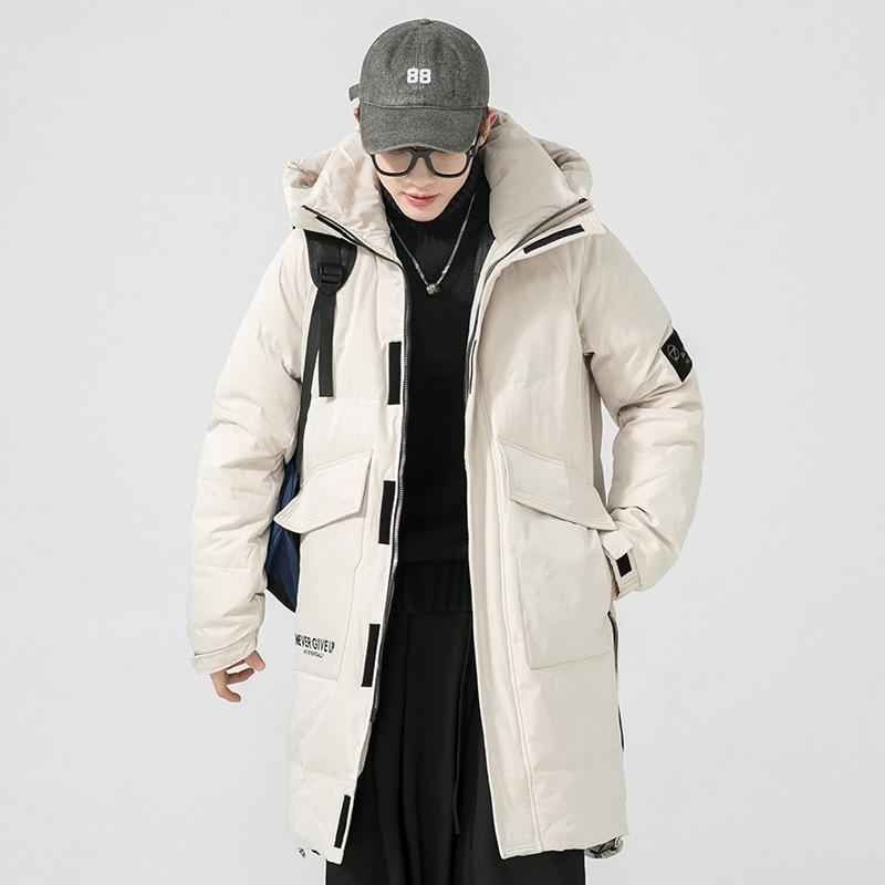 men's medium-long down jacket winter new lovers 'cold-proof thickened frock hooded coat down jacket