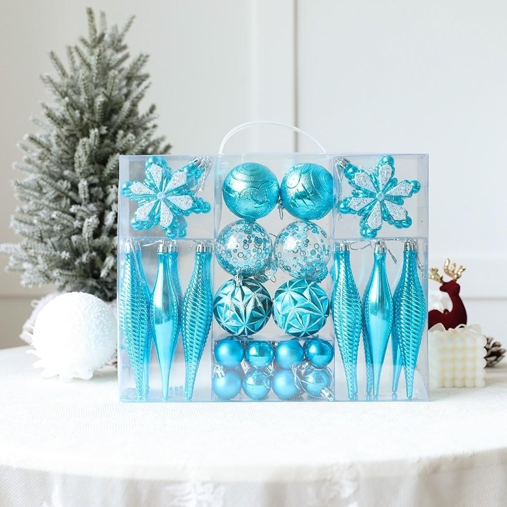 40PCS Shatterproof Assorted Christmas Ball Ornaments Set Colored Plastic Decorative Baubles Decorations Snowflake