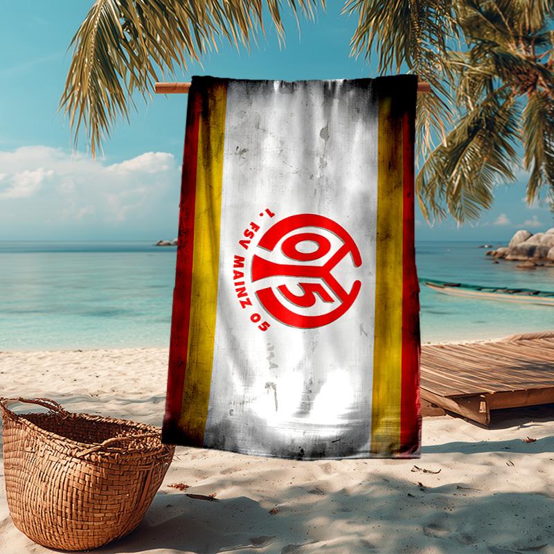 1 Stück Mainz Fußballwappen Strandtuch - Weiche, Saugfähige Mikrofaser, Leicht, Ideal für den Strand, Partys, Reisen, Camping Fanartikel