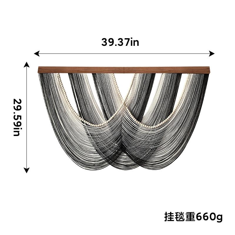 Gray Cotton Rope Gradient Fringed Tapestry Home Decor Wall Tapestry Bohemian Cross-border Wall Hanging Wooden Bead Decoration