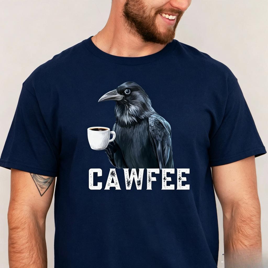 Crow Shirt Crow Gift Retro Coffee Shirt for Unisex Mom Funny Coffee Gift for Dad Unisexs Black Bird Cawfee Shirt Bird Lover