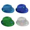 Lights Mardi Gras Sequin Light Up Fedora Hat Themed Party Fedora Hat Supplies Kids Blingbling Show Dance Jazz Hat