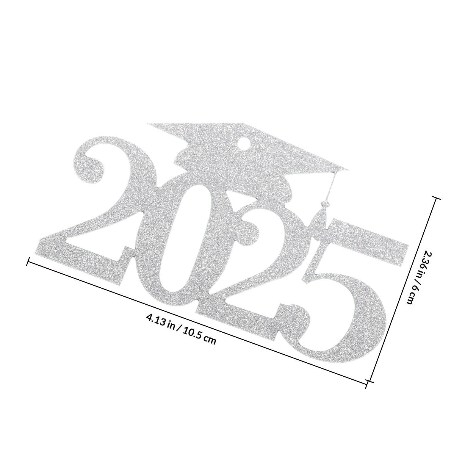 

30Pcs Sturdy Paper Graduation Cutouts 2026 Double Sided Table Decor Vase Hangers Grad Cap Signs Congrats Labels Graduation Party срібний