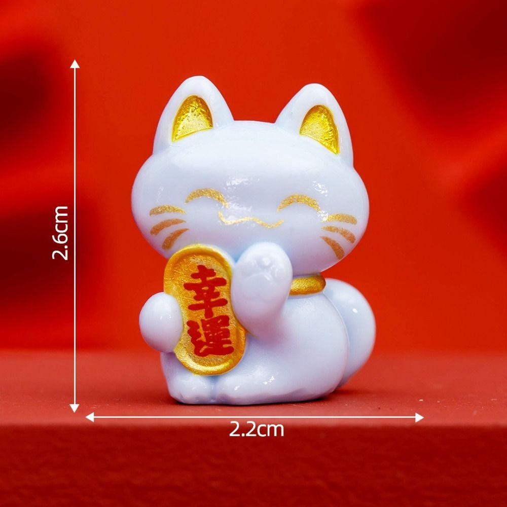 Desktop Ornament Cartoon Lucky Cat Statue Cute Creative Lucky Cat Figurine Exquisite Animal Model Miniatures Collectible