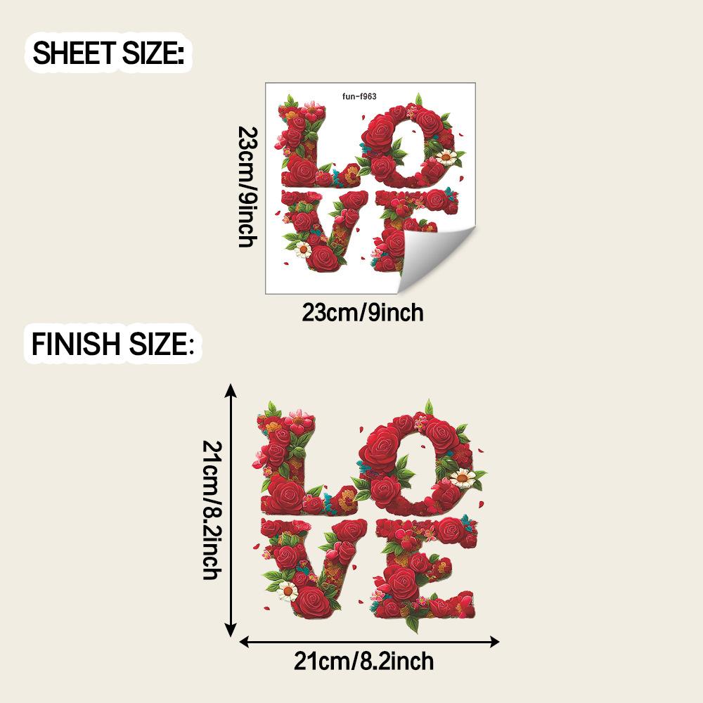 

Personalized Red Rose LOVE Bathroom and Bedroom Wall Beautification Stickers