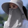 Chapeau Masque Facial Protection Solaire pour Femmes Chapeau de Soleil à Large Bord avec Cordon de Serrage Réglable Chapeau Respirant pour Activité en Plein Air