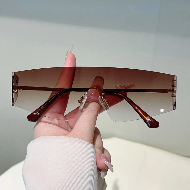 KAMMPT Rimless Sunglasses Men Women Fashion Monoblock Gradient Shades Trendy Brand Design Outdoor Sun Glasses