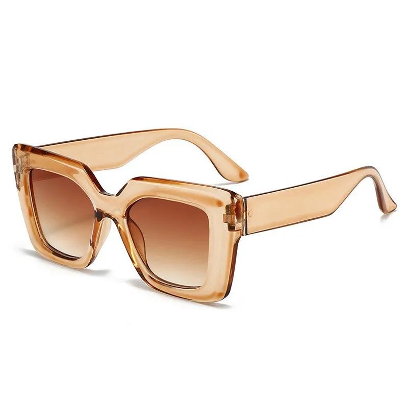 Women'S Fashion Square Large Frame Sunglasses Neutral Luxury Uv400 Sun Glasses Outdoor Driving Travel Fashion Sunglasses
