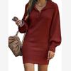 DAFIFY Women's Fashion Casual Fall Winter Solid Color Print Long Sleeve POLO Neck Sweaters