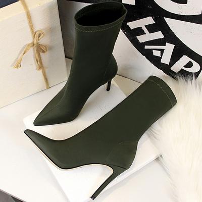 Fashion Shoes Women Boots Fashion Ankle Boots Pointed Toe Stretch Boots Autumn Stiletto Socks High Heels Ladies Shoes