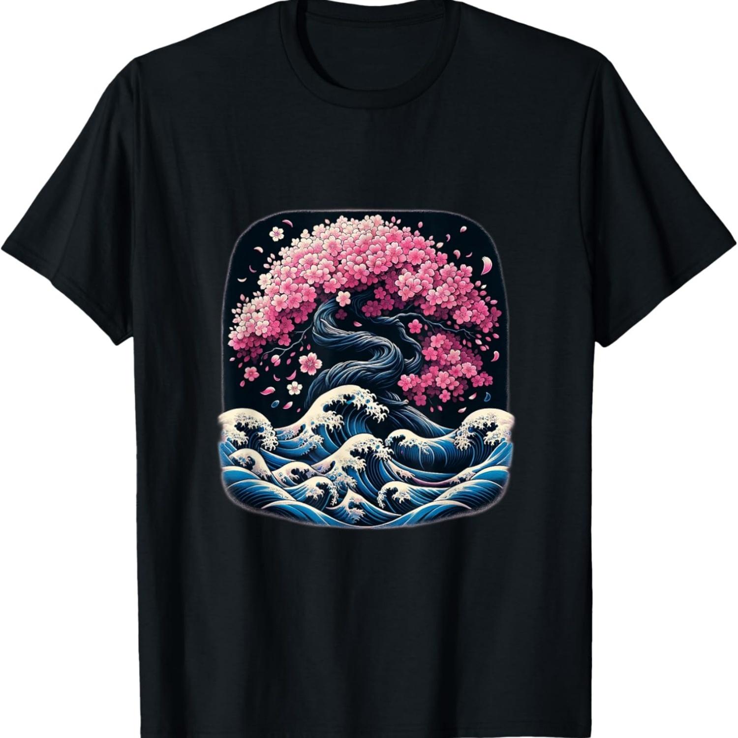 Stunning Sakura Blossom Cherry Tree Japan Art T-Shirt(1) S чёрный
