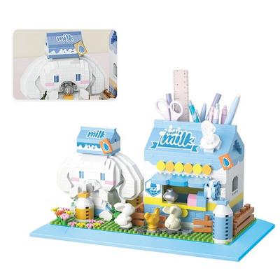 Nanoblock Pen Holder Pen Stand Pencil Case Milk Store Cinnamon Roll Writing Instrument Organizer Korean Popular Toys