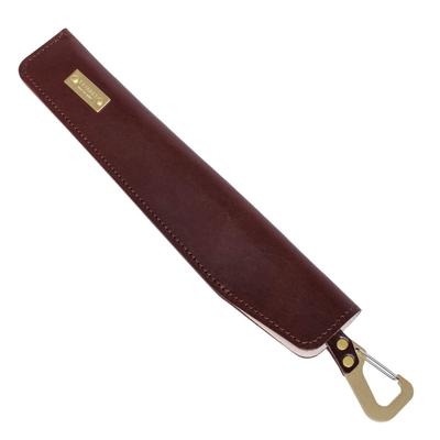 Tabarat Fan Fan with Made In Japan with Genuine Himeji Leather Size Pouch, Case, Carabiner, (Dark Brown, M)