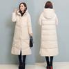 Retro thickened cotton-padded clothes for women's winter new ethnic style loose cotton-padded clothes, long knee-length cotton-padded jacket.