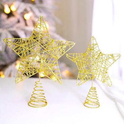Christmas Tree Five-Pointed Glitter Star Topper - Iron Art Decoration