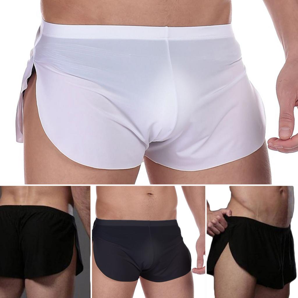 Sous-vêtements pour hommes, pantalon Sexy rond à trois points, short soyeux pour la maison
