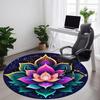 1pc Lotus Mandala Artwork Chair Carpet for Office, Round Non Slip Durable Large Size Office Carpet, Suitable for Office