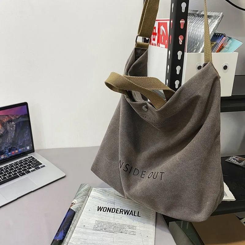 Canvas Bag Women's Forest Department Versatile Schoolbag University Student Class Bag Tutorial Canvas Messenger Bag Large Capacity