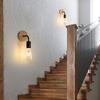 1 Pack/2 Pack Industrial Style, Wood Base Farmhouse Wall Lamp for Living Room, Bedroom, Hallway, Black White