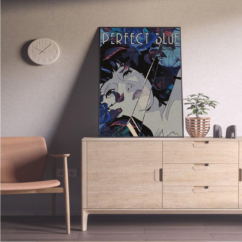 Affiche de dessin animé bleu parfait, impression d'image de dessin animé japonais, Vintage, chambre familiale, Bar, café, décoration murale d'art esthétique