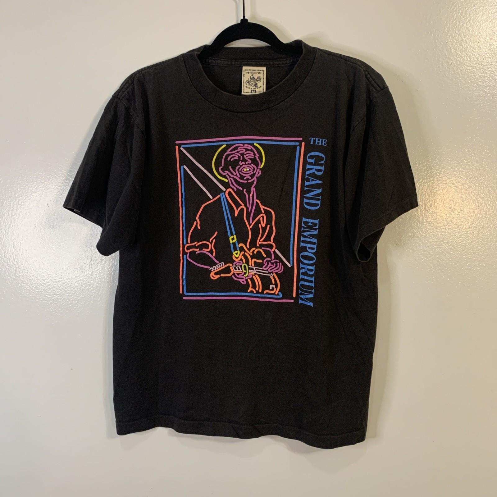 VTG 90s Faded Black Neon Kansas City Grand Emporium Rhythm Blues T Shirt (M) Unisex T-Shirt XXL