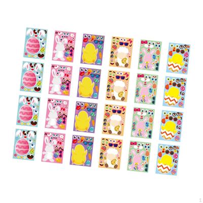 24Pcs Easter Party Stickers Ornaments Face Assemble Make A