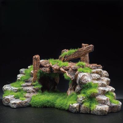 Aquarium Resin Moss Bridge Fish Cave Tortoise Cylinder Landscape Rockery