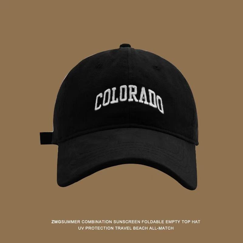 Versatile Large Head Baseball Cap: Solid Color, Deep Crown, Wide Brim, Embroidered Letter Design
